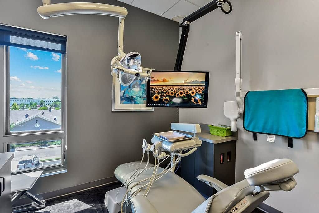 dental chair with a monitor