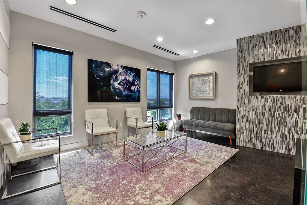 waiting room showing the view from our longmont office