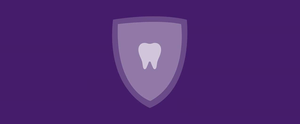 rendering of a shield with a tooth on it to symbolize dental insurance