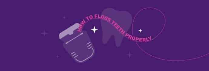 rendering of a package of dental floss with floss coming out and spelling how to floss teeth