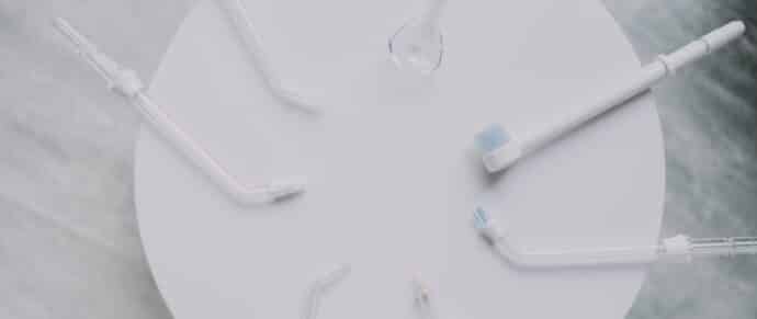 water flosser tips laid out on a table