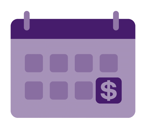 calendar with a payment date icon