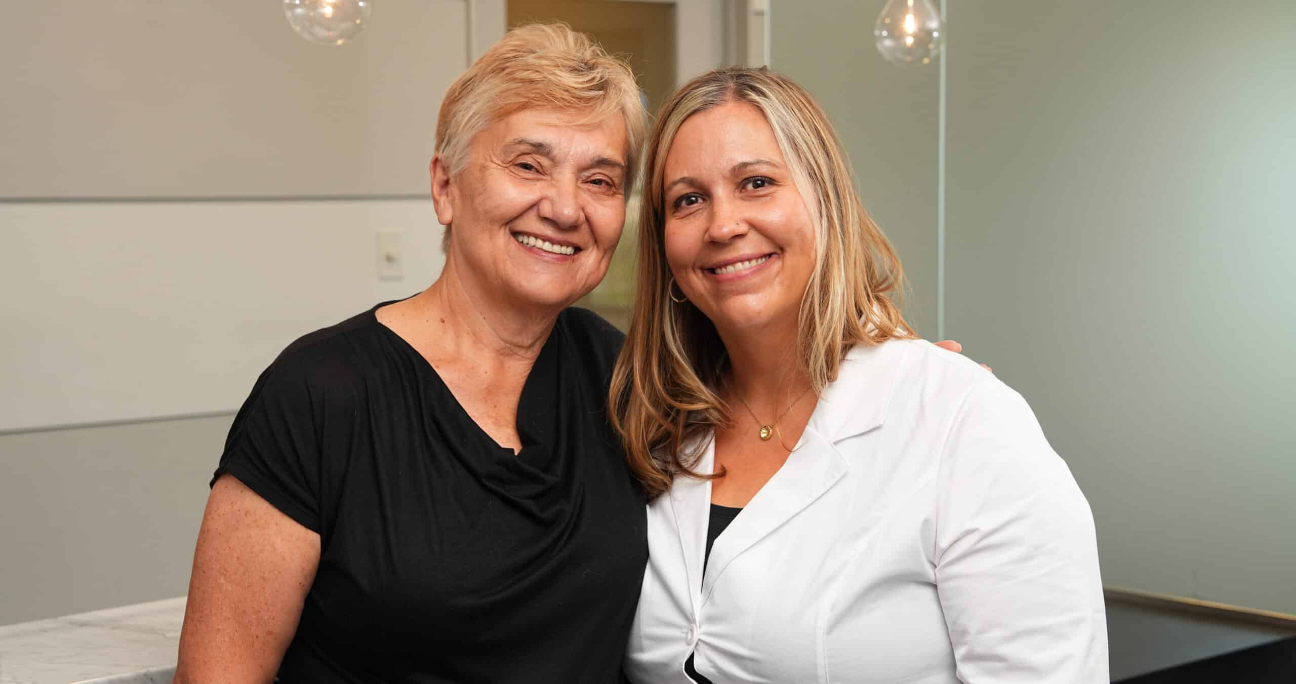 Dr. Adrienne Hedrick with patient Marianne after sedation and advanced dental implant treatment