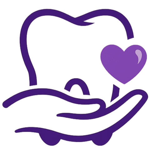 Hand supporting a tooth with a heart