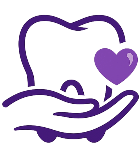 Hand supporting a tooth with a heart