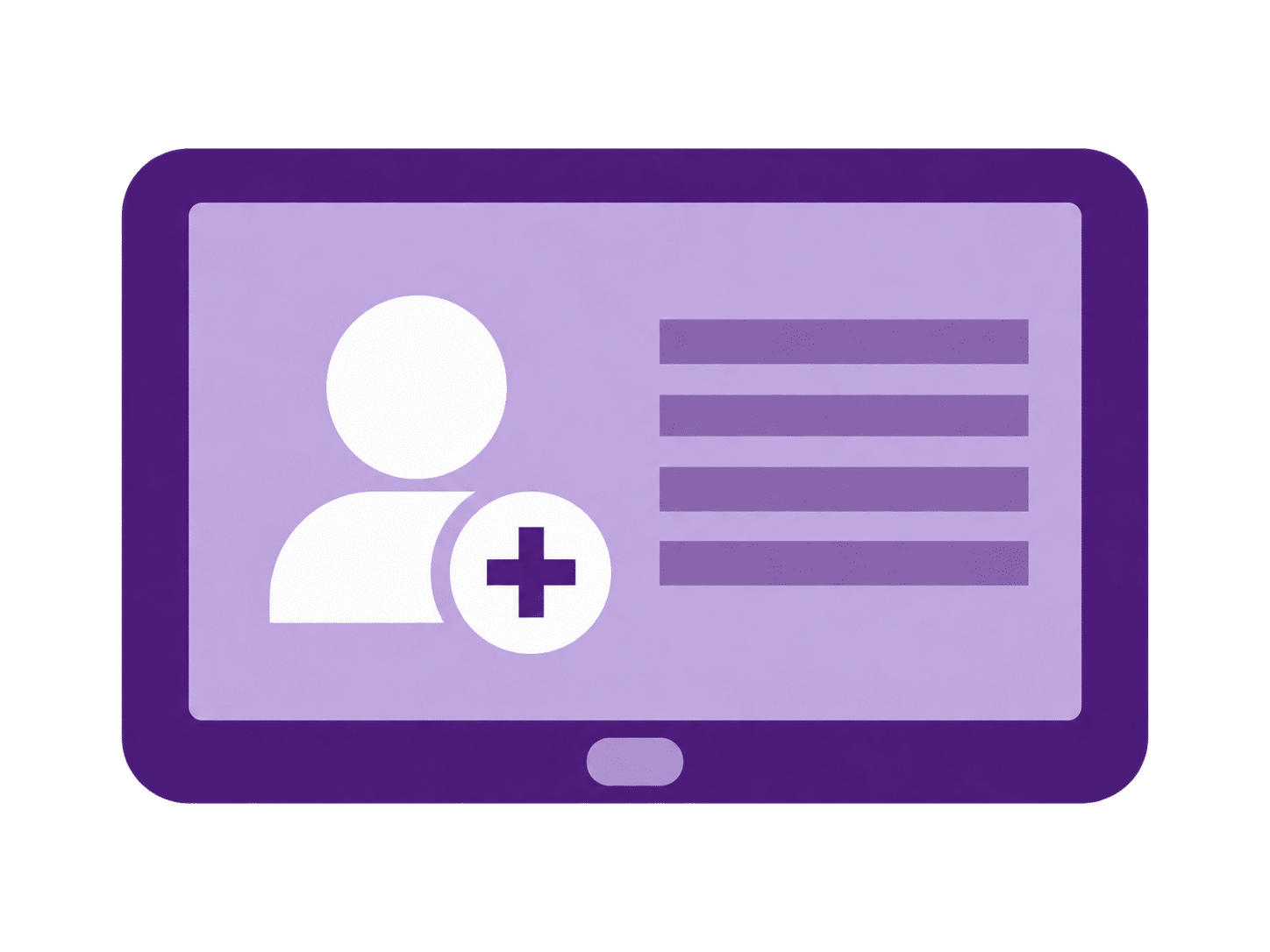 New patient registration illustration showing a tablet with a registration form