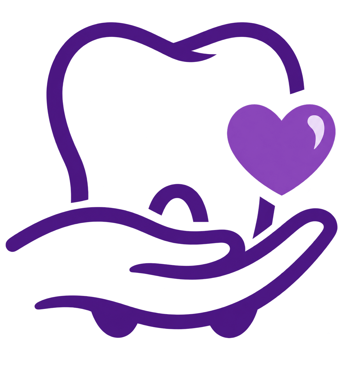 Hand supporting a tooth with a heart